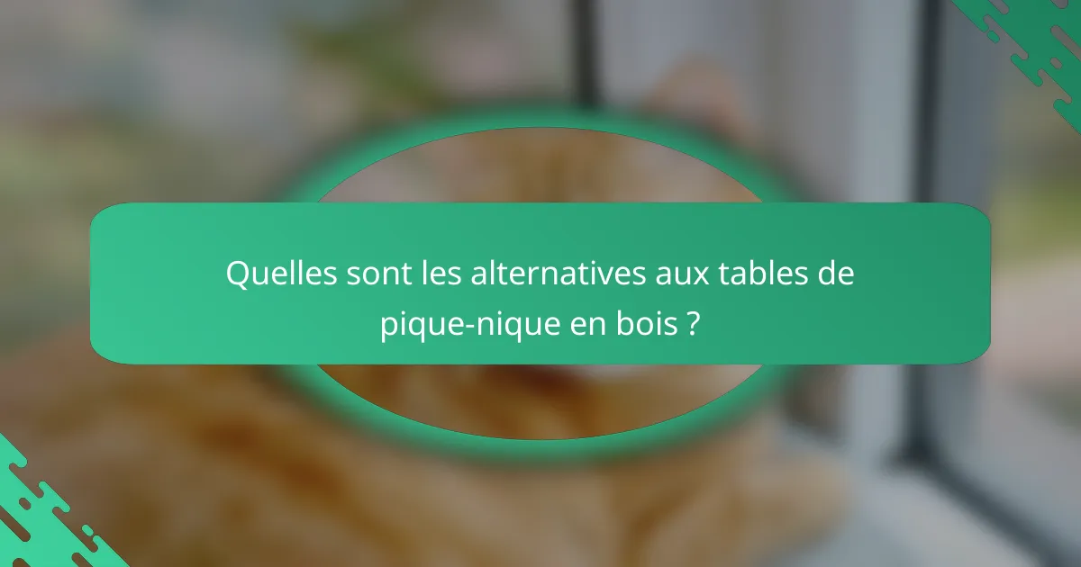 Quelles sont les alternatives aux tables de pique-nique en bois ?